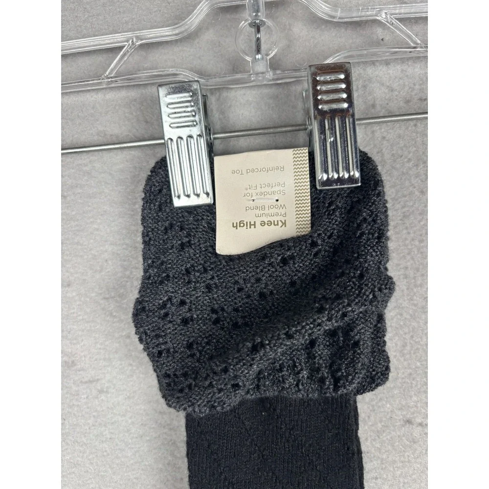 Gold Toe Knee High Socks Womens One Size Black Wool Blend Textured Thermal